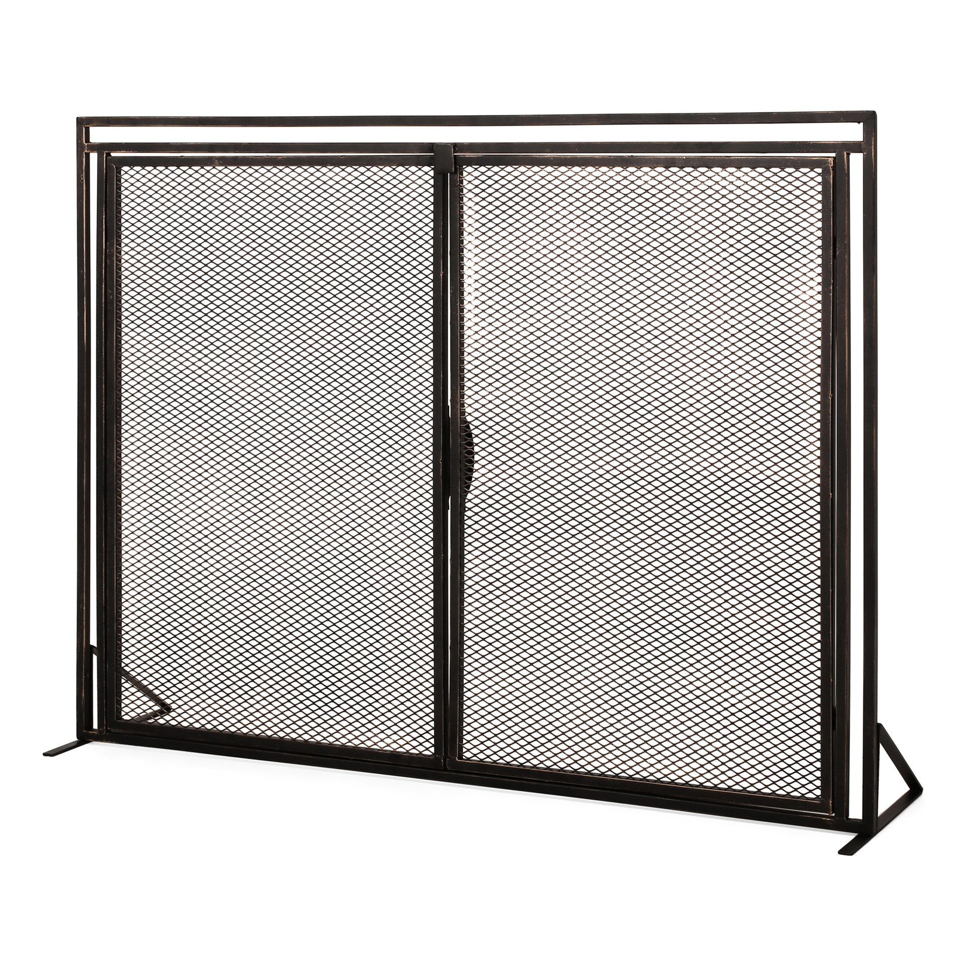 17 Stories Handmade Matte Black Iron Fireplace Screen - 29.82"H X 39.55